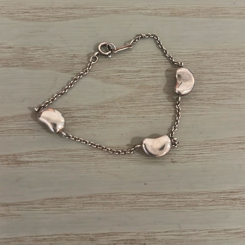 Tiffany sterling silver 3 bean bracelet - about 7 inches